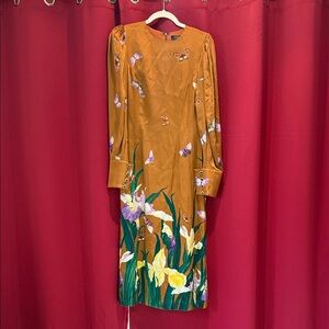 Chic Butterfly and Floral Long Sleeve Dress